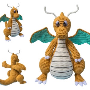 Dragonite Delight - Häkelanleitung für einen Drachen zum Umarmen, wunderlicher Dragonite - Amigurumi Häkelanleitung