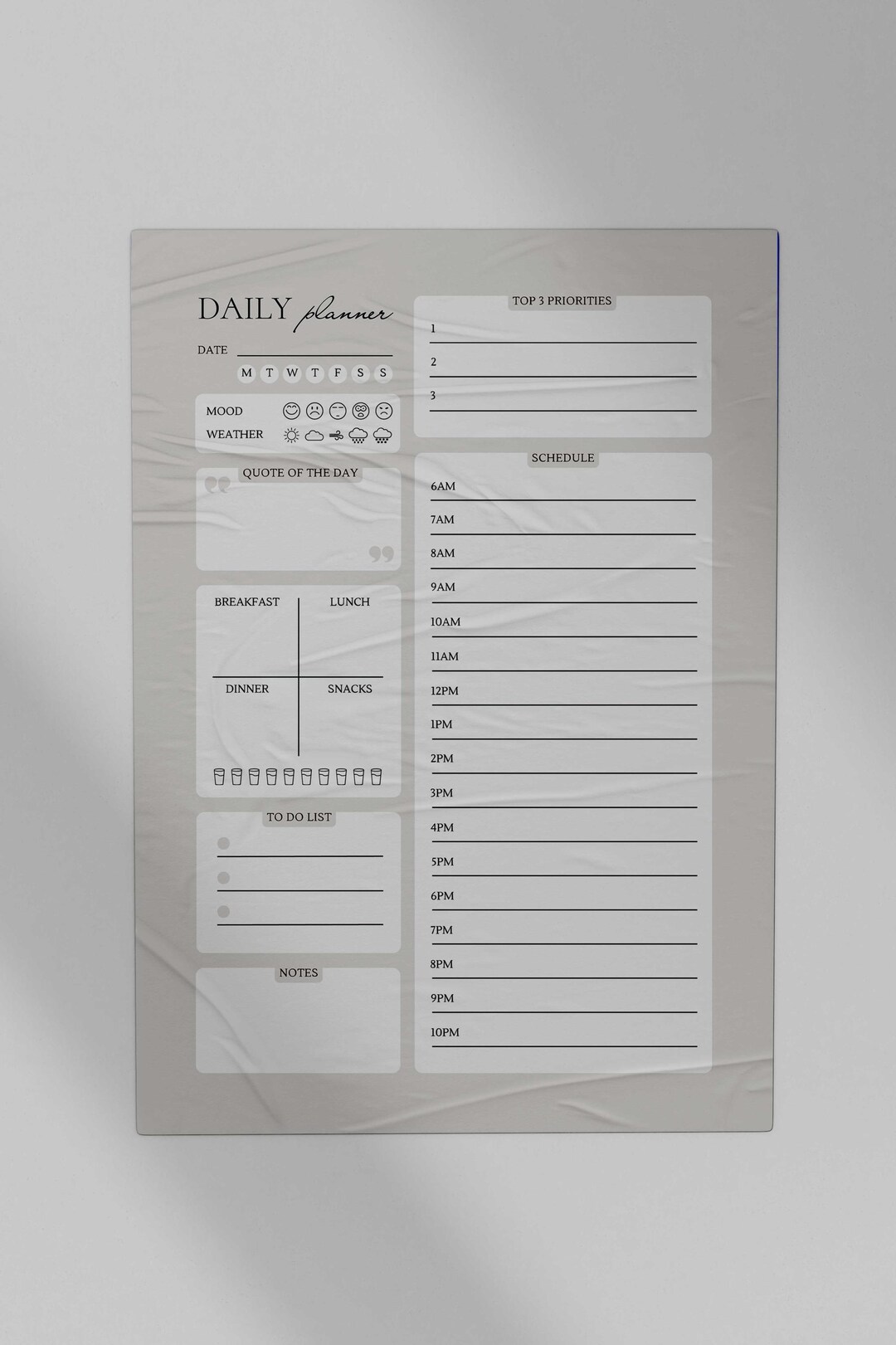 Printable Daily Planner Template PDF| Simple, Minimalist Planner ...