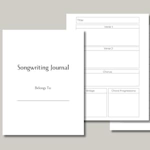 Songwriting Journal, Gift for Musicians and Songwriters, Music Journals, Song Writing Workbook, Musician Lyrics Log, Lyrical Planner