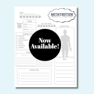 Retatrutide Weight Loss Tracker, Reta Journal Planner, GLP 3 Injection Trackers, GLP Log, GLP Chart, Compound Weekly Journals, Weight Logs