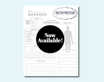 Retatrutide Weight Loss Tracker, Reta Journal Planner, GLP 3 Injection Trackers, GLP Log, GLP Chart, Compound Weekly Journals, Weight Logs