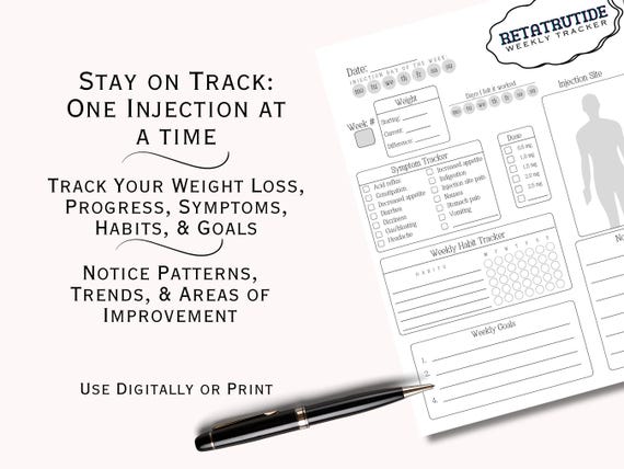 Retatrutide Weight Loss Tracker, Reta Journal Planner, GLP 3 Injection  Trackers, GLP Log, GLP Chart, Compound Weekly Journals, Weight Logs