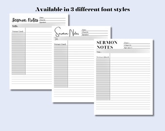 Sermon Notes Digital, Digital Download, Church Sermon Notes, Note Taking Template, Church Bible Study, Teen Note Taking, Printable Template
