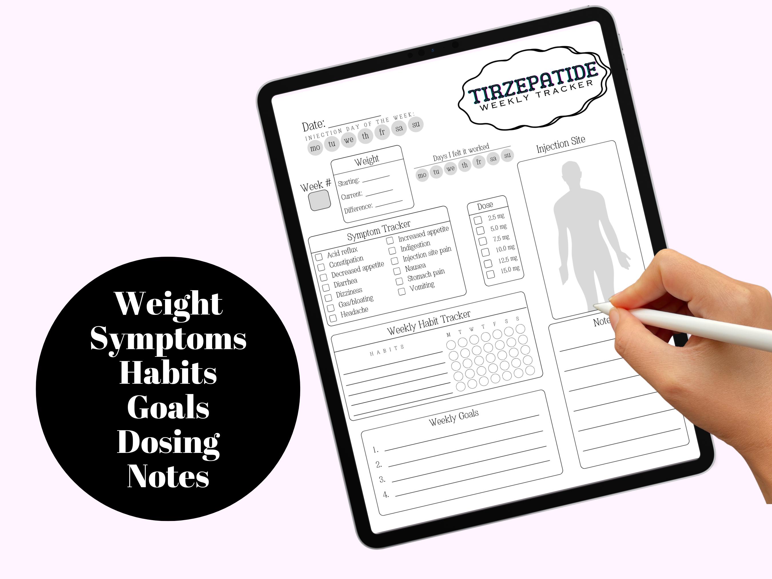 GLP Weight Loss Tracker in English & Spanish, Tirzepatide Weekly ...