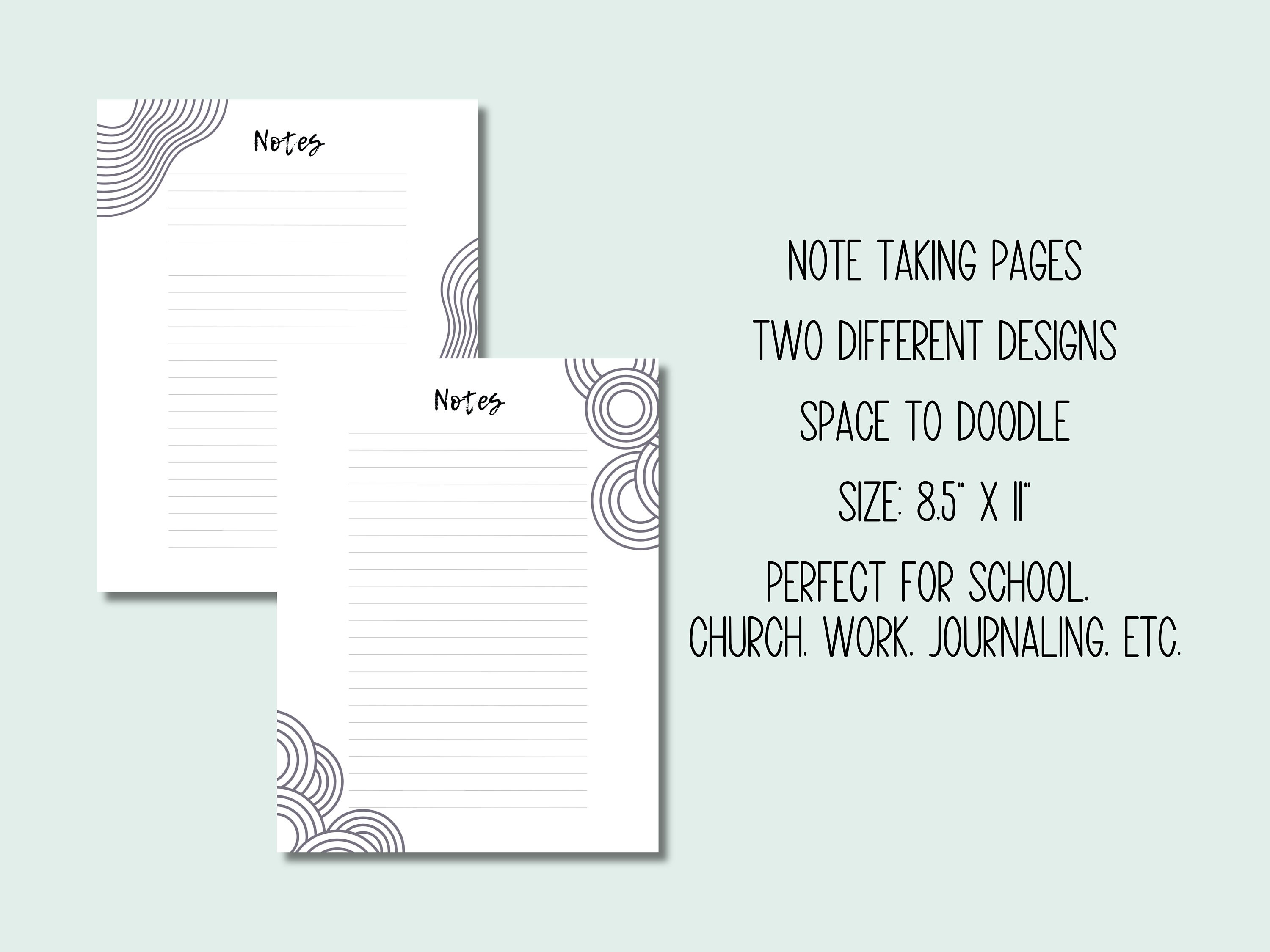 Notes Printable, Study Note Taking, School Note-taking Print Out ...