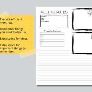 Meeting Notes | Printable Template | Meeting Minutes |meeting Agenda ...