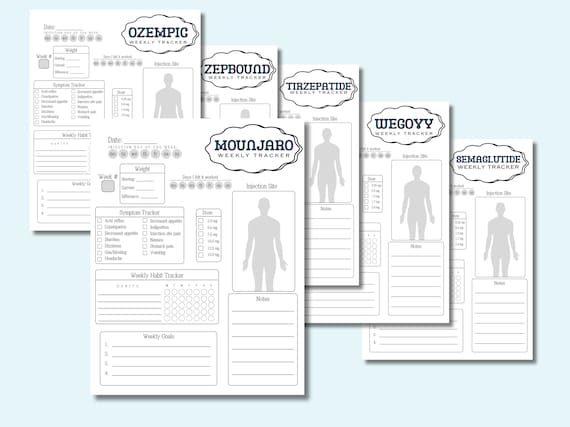 GLP Weight Loss Tracker, Tirzepatide Weekly Journal, Semaglutide Injection Log, GLP1 Chart, Compound GLP-1 Weight Log, Health Goals, 6 in 1