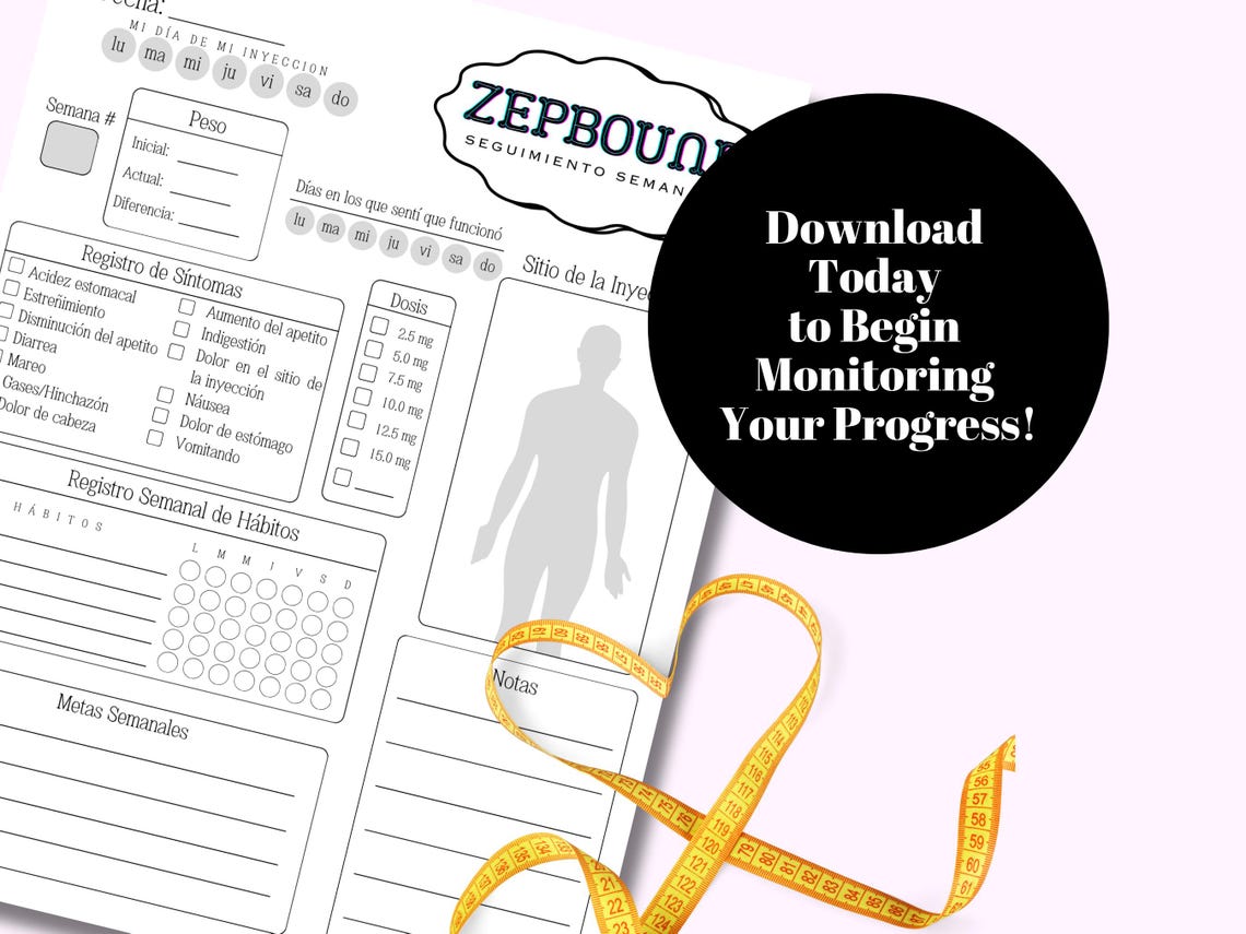 GLP Weight Loss Tracker in English & Spanish, Tirzepatide Weekly ...