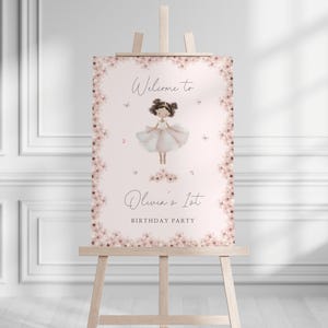 Beautiful Princess Ballerina & Butterfly Floral Birthday Party Welcome Sign Template. Ballet Welcome To My Party Printable. Instant Download
