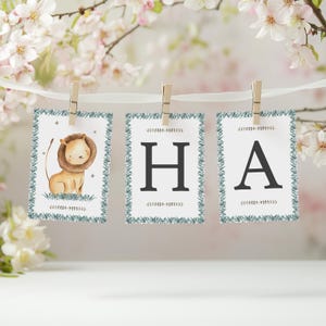 Editable Lion and Leaves Birthday Bunting. Customise With Any Name HAPPY BIRTHDAY Bunting Template,  Printable and Instant Download