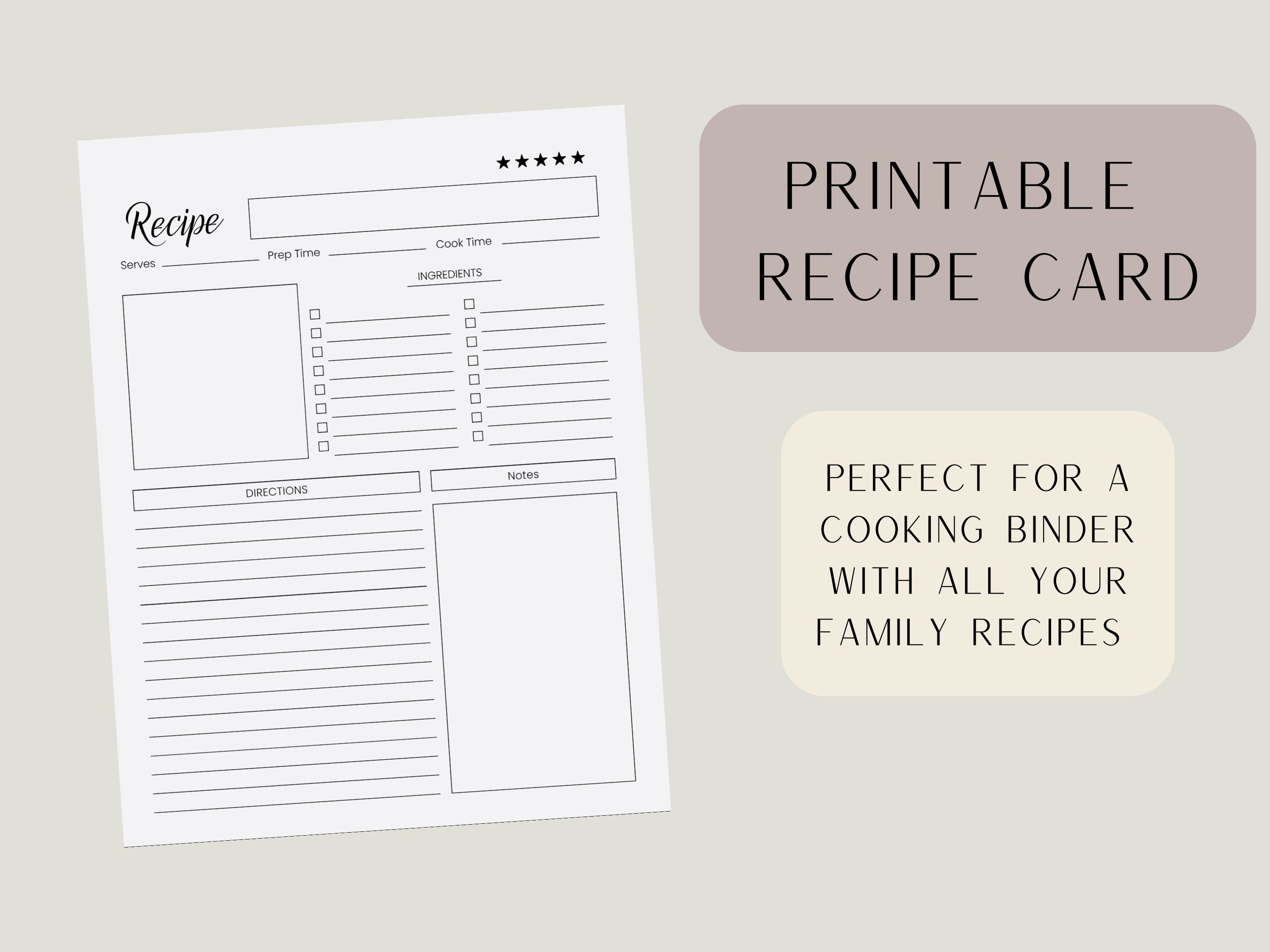 Printable Recipe Card | 8.5x11 Paper Size - Etsy
