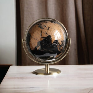 Retro Large Globe Dual Axis 360 Rotating Spin Desk Ornament Black & Bronze Map Geography / Education Globe Home, Office, Study Decor