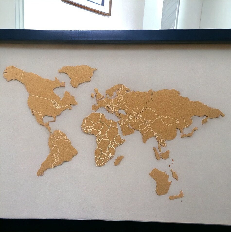 World Map Push Pin, Push Pin Map, World Map Pin Board, Cork World Map,  Weltkarte, Regalo Personalizado, Nombres Detallados, Navy 