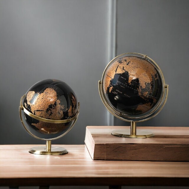 Retro Large Globe Dual Axis 360 Rotating Spin Desk Ornament Geography ...