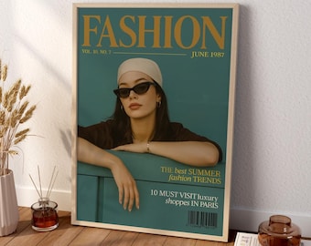 Vintage Fashion Magazine Cover Poster | Retro Editorial Wall Art Print