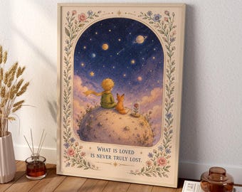 Celestial Boy And Fox Wall Art, Whimsical Storybook Canvas Print, Prince Quote Canvas Print