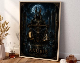 Anubis Wall Art, Egyptian Mythology Canvas Print, Dark Fantasy Poster