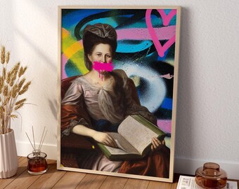 Altered Art Trendy Wandposter - Pinkes Graffiti Poster - Maximalist Wand Dekor - Girly Wandkunst - Vintage Poster Lustige Wandkunst