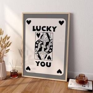 Poster Trendy Lucky You - Poster su tela Queen, Poster su tela Lucky You - Poster di carte da gioco - Poster su tela Lucky - Poster su tela Trendy Wall Art