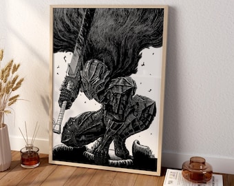 Anime-Leinwand-Kunst, Anime-Poster, Berserk-Anime-Wandkunst, Berserk-Guts-Poster, gerahmtes Anime-Dekor, Guts-Leinwand-Wandkunst