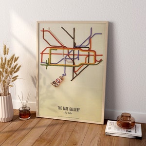 Vintage Tate By Tube London Wall Art, Tate By Tube Poster, Vintage Wall Art, Boho Wall Art, minimalistisch canvas