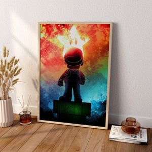 Gaming Canvas Wall Art, Soul Of Star Canvas Wall Decor, Gaming Poster, Gift For Gamers, Mario Poster, Mario Canvas Wall Art