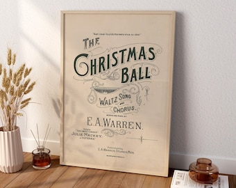 Christmas Canvas Wall Art, The Christmas Ball Wall Art, Vintage Print, Vintage Canvas Decor, Christmas Gift, Cute Santa Wall Decor
