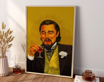 Di Caprio Laugh Canvas Wall Art, Di Caprio Pop Art, Funny Movie Poster, Leo Poster, Di Caprio Poster