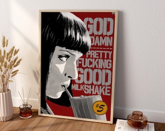 Pulp Fiction Canvas Wall Art, Arte de pared de lienzo de película retro, Cartel de lienzo de película, Póster de Pulp Fiction
