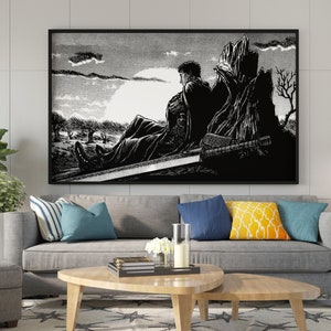 Anime Leinwand Wandkunst, Anime Poster, Berserk Anime Wandkunst, Berserk Guts Poster, Gerahmtes Anime Dekor, Guts Leinwand Wandkunst