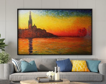 Claude Monet Canvas Wall Art, Claude Monet San Giorgio Maggiore at Dusk, Sunset Canvas Art, Canvas Print Art, Saint-Georges Wall Art