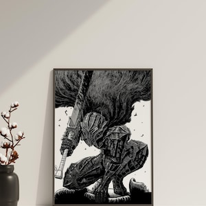 Anime Canvas Wall Art, Anime Poster, Berserk Anime Wall Art, Berserk Guts Poster, Framed Anime Decor, Guts Canvas Wall Art zdjęcie 5