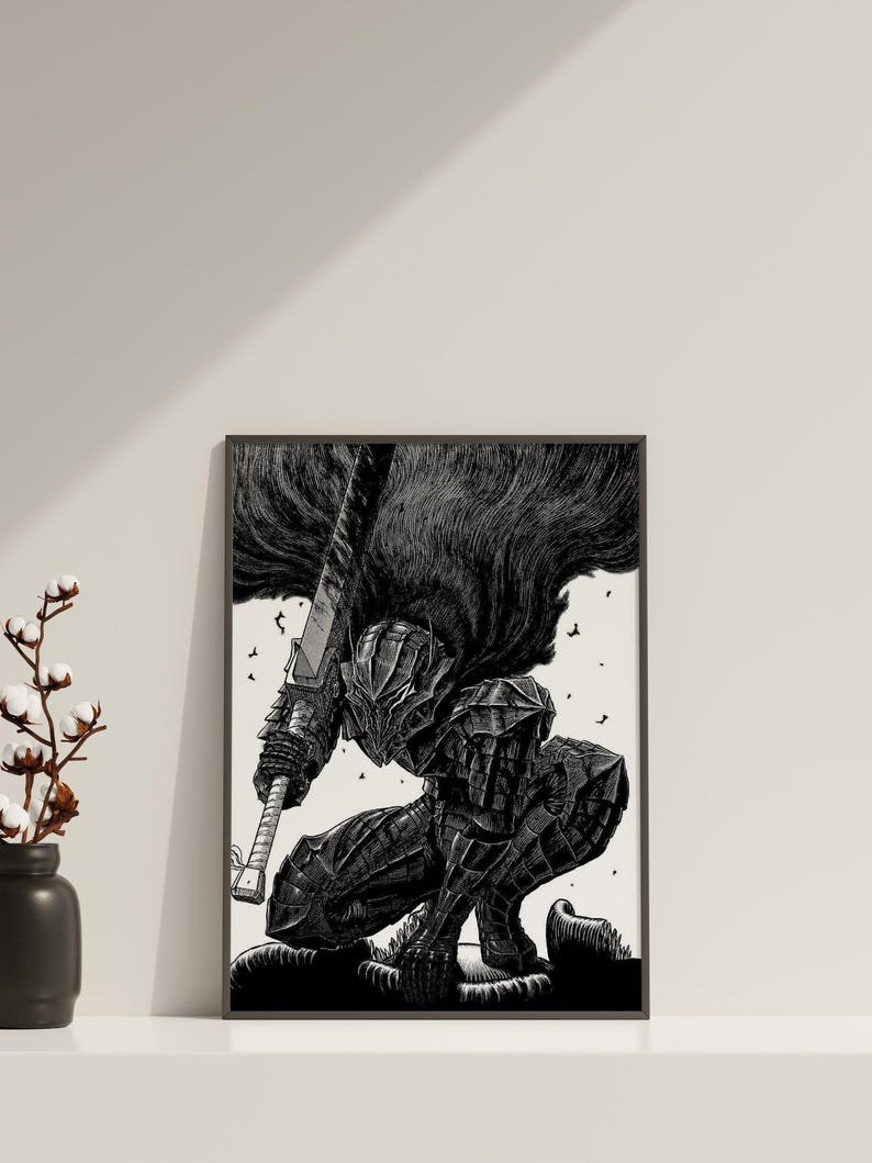 Anime Canvas Wall Art, Anime Poster, Berserk Anime Wall Art, Berserk Guts Poster, Framed Anime Decor, Guts Canvas Wall Art zdjęcie 5