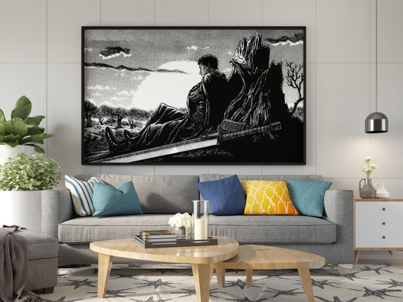 Anime Canvas Wall Art, Anime Poster, Berserk Anime Wall Art, Berserk Guts Poster, Framed Anime Decor, Guts Canvas Wall Art