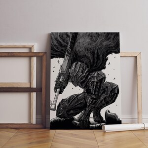 Anime Canvas Wall Art, Anime Poster, Berserk Anime Wall Art, Berserk Guts Poster, Framed Anime Decor, Guts Canvas Wall Art zdjęcie 2