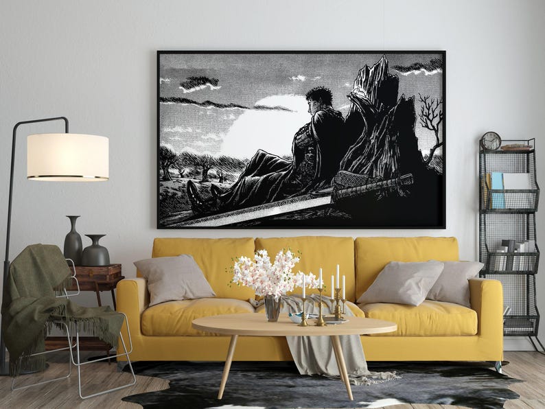 Anime Canvas Wall Art, Anime Poster, Berserk Anime Wall Art, Berserk Guts Poster, Framed Anime Decor, Guts Canvas Wall Art image 5
