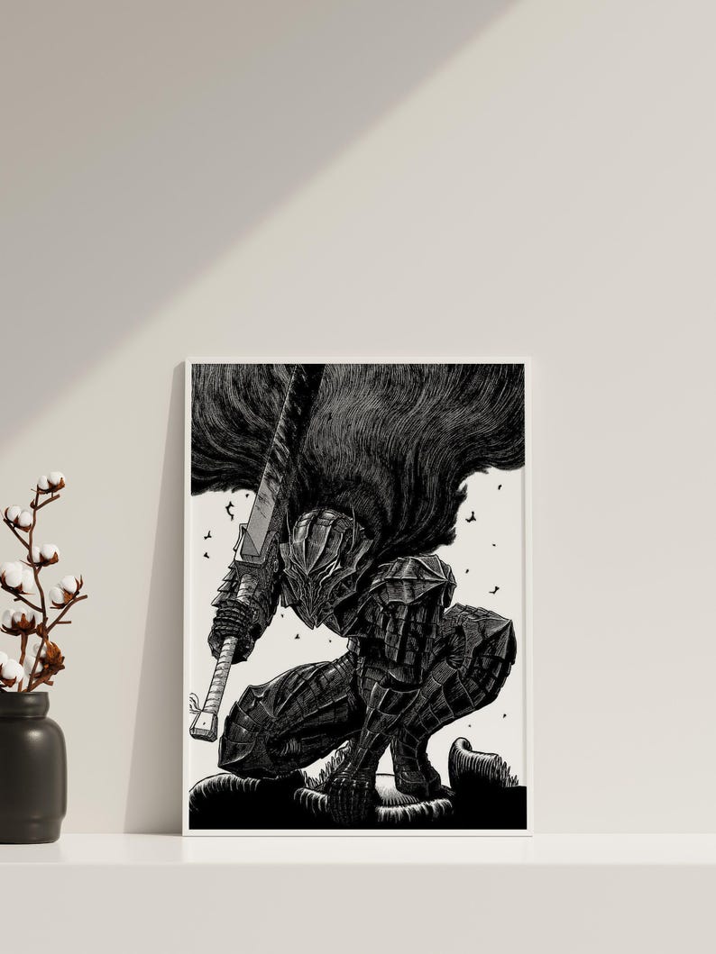 Anime Canvas Wall Art, Anime Poster, Berserk Anime Wall Art, Berserk Guts Poster, Framed Anime Decor, Guts Canvas Wall Art zdjęcie 7