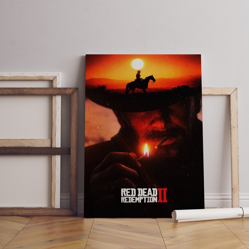 RDR2 Wall Art, Gaming Canvas Wall Art, RDR2 Canvas Wall Decor, Gaming Poster, Gift for Gamers