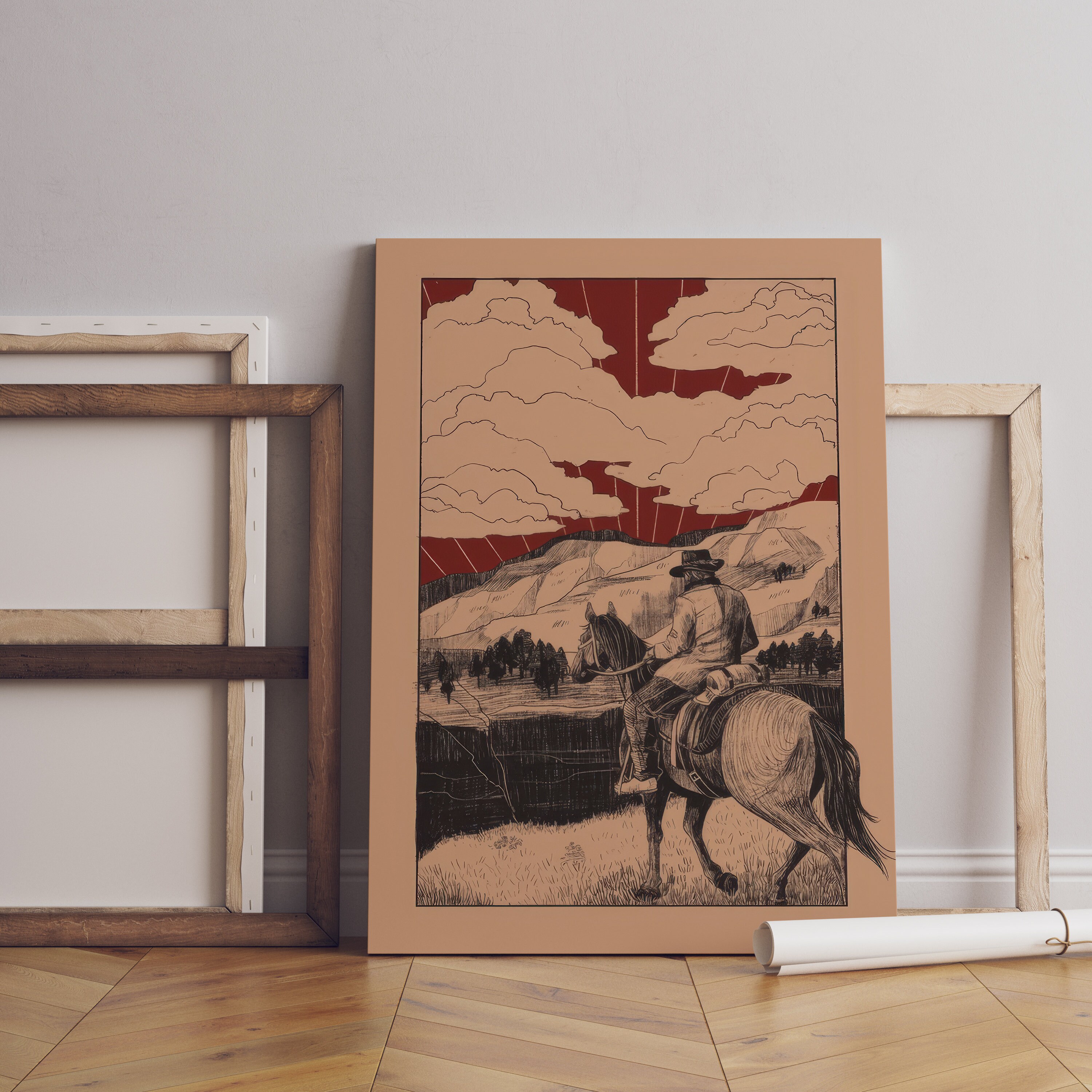 Arthur & Map Art, RDR2 Wall Art, Gaming Canvas Wall Art, RDR2 Canvas Wall Decor, Gaming