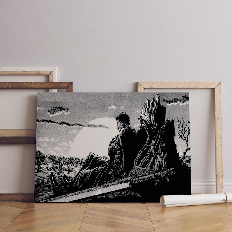 Anime Canvas Wall Art, Anime Poster, Berserk Anime Wall Art, Berserk Guts Poster, Framed Anime Decor, Guts Canvas Wall Art image 3