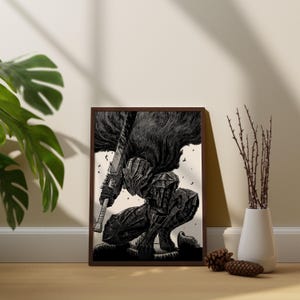 Anime Canvas Wall Art, Anime Poster, Berserk Anime Wall Art, Berserk Guts Poster, Framed Anime Decor, Guts Canvas Wall Art zdjęcie 4