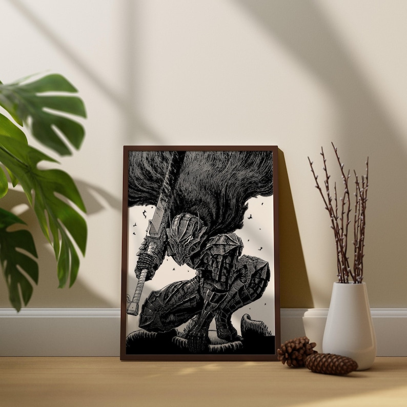 Anime Canvas Wall Art, Anime Poster, Berserk Anime Wall Art, Berserk Guts Poster, Framed Anime Decor, Guts Canvas Wall Art zdjęcie 4