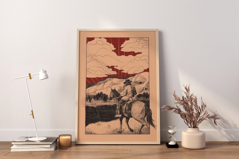 Arthur & Map Art, RDR2 Wall Art, Gaming Canvas Wall Art, RDR2 Canvas Wall Decor, Gaming