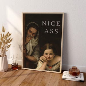 Nice Ass Bathroom Canvas, Bathroom Funny Wall Art Decor, Restroom Accessories , Classic Art, Bathroom Poster image 1