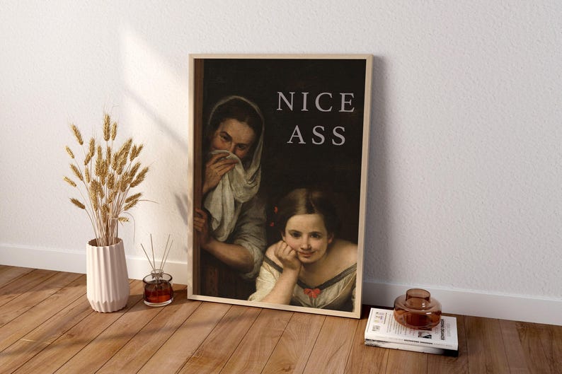 Nice Ass Bathroom Canvas, Bathroom Funny Wall Art Decor, Restroom Accessories , Classic Art, Bathroom Poster image 1