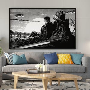 Anime Canvas Wall Art, Anime Poster, Berserk Anime Wall Art, Berserk Guts Poster, Framed Anime Decor, Guts Canvas Wall Art image 1