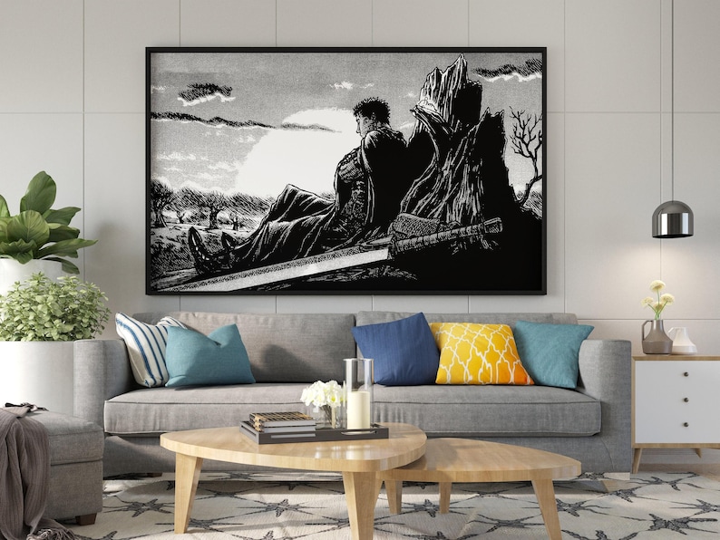 Anime Canvas Wall Art, Anime Poster, Berserk Anime Wall Art, Berserk Guts Poster, Framed Anime Decor, Guts Canvas Wall Art image 1