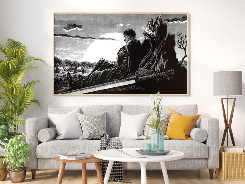 Anime Canvas Wall Art, Anime Poster, Berserk Anime Wall Art, Berserk Guts Poster, Framed Anime Decor, Guts Canvas Wall Art image 4