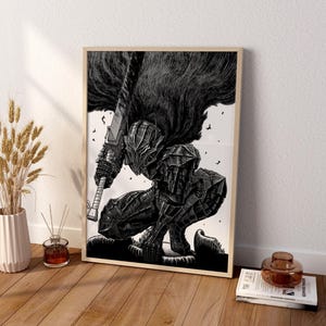 Anime Canvas Wall Art, Anime Poster, Berserk Anime Wall Art, Berserk Guts Poster, Framed Anime Decor, Guts Canvas Wall Art zdjęcie 1