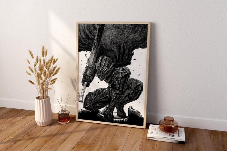 Anime Canvas Wall Art, Anime Poster, Berserk Anime Wall Art, Berserk Guts Poster, Framed Anime Decor, Guts Canvas Wall Art zdjęcie 1
